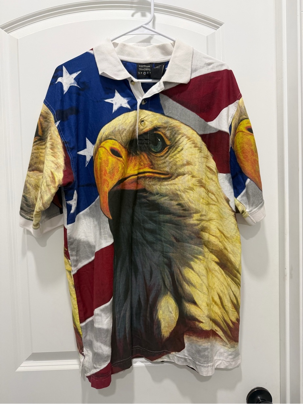 Patriotic Eagle Polo Shirt - Red, Blue, White July 4th 250th Birthday